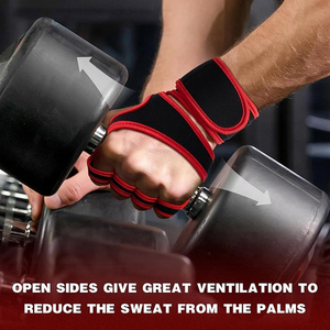 Gants de musculation respirants à demi-doigts avec fermeture à lacets pour l'entraînement physique, le maintien de la préhension et l'utilisation en salle de sport, unisexe - Product Image 5