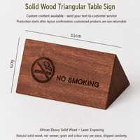 Panneau de table triangulaire en bois massif, interdiction de fumer, table réservée, numéro de table, panneau de bureau pour restaurant, hôtel, bar, contenu personnalisé