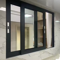 Ventanas Corredizas de Aluminio Anodizado de 3 Paneles con Malla, Diseño Vertical Fijo, Modernas y de Lujo para el Hogar
