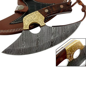 Cuchillo Ulu de Acero de Damasco Grabado Personalizado - Mango de Madera para Diestros para Regalos y Corte de Precisión - Product Image 4