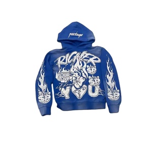 Sweats à Capuche Solides Surdimensionnés Unisexe 100% Coton, Streetwear, Pull de Style Jeune, Impression Personnalisée, Broderie Noire Lavée à la Pierre - Product Image 4