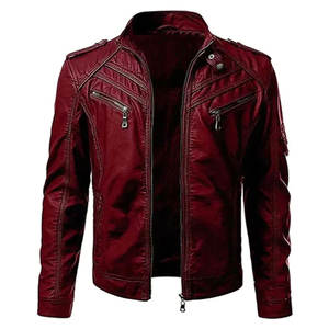Chaqueta Bomber de Cuero Genuino con Forro para Invierno, Cuello Alto, Diseño Cortavientos con Capucha y Cierre de Cremallera para Hombre - Product Image 1