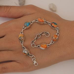 925 Sterling <b>Silver</b> Handmade Gemstone Turquoise Spinner <b>Bracelet</b> 925 Stamped <b>Solid</b> Best Quality Wedding Gift Designer Jewelry - Product Image 3