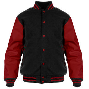 Veste universitaire de lycée personnalisée en laine noire et lavande manches en cuir Style américain CollegeBaseballjacket pour hommes - Product Image 3