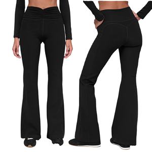 Leggings tendance évasés pour femmes, taille en V, motif à carreaux, séchage rapide, pantalon de sport, vêtements de fitness - Product Image 1
