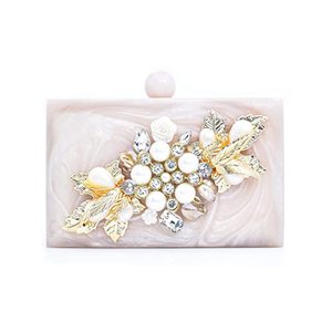 Bolso de Mano de Resina Estilo Bohemio Personalizado, Bolso de Lujo para Mujer, para Fiestas Nocturnas, Bodas, Regalo de Navidad, Portátil, con Perlas, Correa Ajustable, Cadenas y Cremallera - Product Image 3