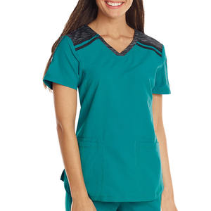 ชุดยูนิฟอร์มพยาบาลผู้หญิงไซส์ใหญ่แบบ OEM ผ้าสเตรช เสื้อแขนสั้น กางเกงจ็อกเกอร์ พร้อมโลโก้สั่งทำ - Product Image 1