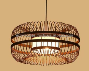 Lampe suspendue LED réglable en rotin et bois, faite à la main, style moderne, pour appartement, salon, décoration intérieure - Product Image 3