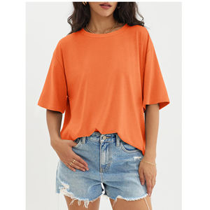 Camisetas de mujer 2025 verano Camisetas cuello redondo en blanco Camiseta de manga corta Mujer Terry Oversize Casual Wear camiseta de mujer - Product Image 4