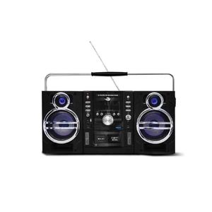 Boombox rétro style années 80, lecteur <span class=keywords><strong>CD</strong></span>, <span class=keywords><strong>cassette</strong></span>, <span class=keywords><strong>tourne</strong></span>-<span class=keywords><strong>disque</strong></span> vintage, radio AM/FM, entrée auxiliaire, SD, USB - Product Image 1