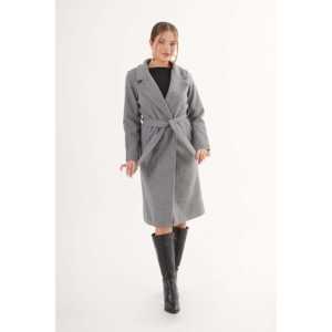 เสื้อโค้ทแคชเมียร์สีแอนทราไซต์ขายส่ง พร้อมเข็มขัดและซับในแบบทอ - Product Image 5