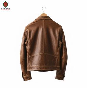 Blouson aviateur en cuir bordeaux fait main, uni, décontracté, hiver, fermeture éclair, col mandarin, coupe ajustée, service OEM - Product Image 2