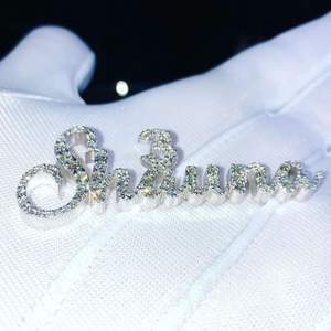 Pendentif personnalisé lettre initiale en Moissanite VVS, bijou de rappeur hip-hop glacé sur mesure, en argent sterling 925 plaqué or, luxe - Product Image 1