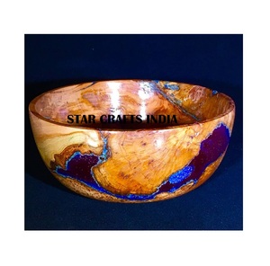 Vente chaude de 2025 bol de service en résine avec salade en bois d'acacia bol de service bol en bois de teck de fruits pour la maison hôtel - Product Image 1