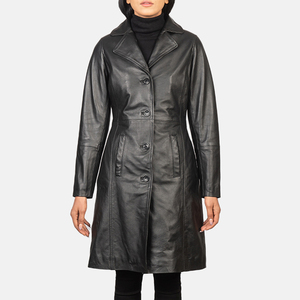 Veste en cuir style fourrure personnalisé avec poche zippée manches longues vestes en cuir véritable pour les femmes - Product Image 1