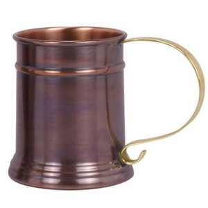 Taza larga de cobre puro 100%, estilo cisterna Vintage ecológico con tapa y accesorio de Metal martillado y liso de paja - Product Image 2