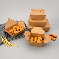 Boîtes alimentaires en papier kraft en stock, jetables, pour emballage commercial à emporter, avec lamination intérieure pour salades et poulet frit