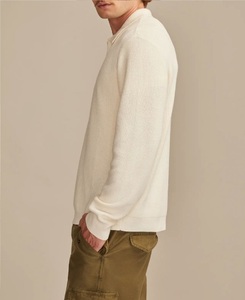 เสื้อสเวตเตอร์แขนยาวของผู้ชายเสื้อสเวตเตอร์ถักลายลำลองสำหรับเสื้อโปโลผ้าฝ้าย100% ออกแบบโลโก้ได้ตามต้องการ - Product Image 2