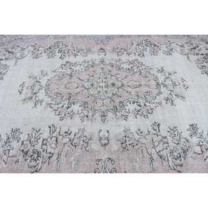 Grand tapis turc 6,3x10 pieds (192x306 cm), tapis en laine marocain gris vintage - Product Image 5