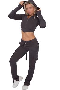 Conjunto Deportivo Casual Nuevo de Otoño-Invierno para Mujer, Tejido Holgado, Anti-Pilling, Chaqueta de Poliéster/Algodón - Product Image 4