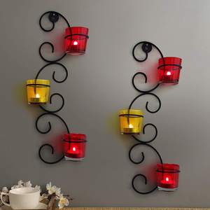 Meilleure vente Art mural en métal 3 verre votive et bougeoir décoration de la maison éclairage tenture murale lanternes en gros meilleurs prix - Product Image 1