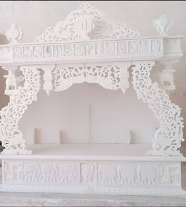 Estatua de templo de mármol blanco indio tallada a mano, diseño religioso de tamaño personalizado para hogares y oficinas, precio bajo - Product Image 1