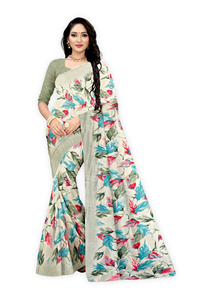 Saree à imprimé floral vert clair Chaque rêve <span class=keywords><strong>de</strong></span> la mariée indienne-Vêtements traditionnels indiens et pakistanais pour femmes - Product Image 2
