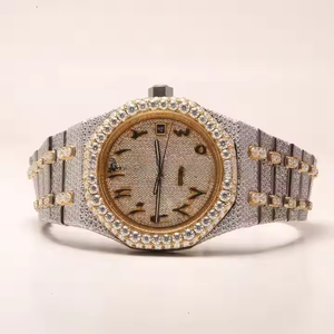 นาฬิกาเพชรสไตล์ฮิปฮอป VVS Moissanite สำหรับทุกเพศสุดหรูทำด้วยมือสุดเท่นาฬิกาควอทซ์สองชิ้นสุดหรูสำหรับทุกเพศ - Product Image 1