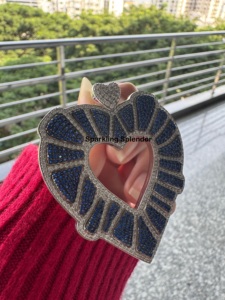 Colgante Romántico de Plata de Ley 925 con Forma de Corazón y Diamantes de Moissanita Azul para Hombre y Mujer, Regalo - Product Image 4