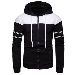 Conçu sur mesure 100% coton couleur bloqué à capuche fermeture éclair sweats à capuche pour hommes Streetwear lambrissé polaire imprimé hommes sweats - Product Image 1