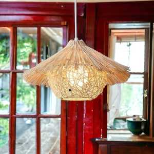 Elegante lámpara colgante de bambú rústica hecha a mano cubre Pantalla de mimbre colgante tradicional Pantalla de mimbre Hotel decoración del hogar - Product Image 5