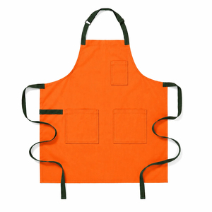 Tablier en toile bleu sans manches avec 3 poches, taille ajustable, style simple pour la cuisine et l'usage quotidien - Product Image 3