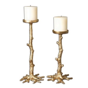 Bougeoir pour décoration de maison, pièce maîtresse de mariage pour décorations de Table, bougeoirs en métal doré, fabriqués à la main, personnalisés, utilisés pour la maison - Product Image 1