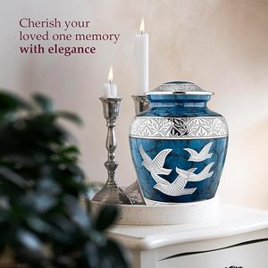 Mosaico de tamaño adulto grande hecho a mano, urna de cremación de cristal de aluminio, azulejos individuales aplicados a mano de estilo europeo para funerales únicos - Product Image 4