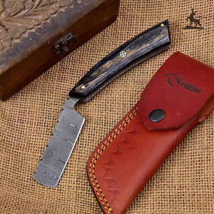 Maquinilla de afeitar de corte recto hecha a mano personalizada de acero de Damasco para afeitado en húmedo, cuchillos compatibles con OEM para barberos o salones - Product Image 1