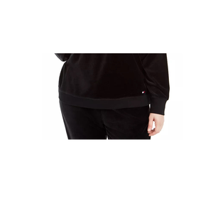 Felpa con Cappuccio in Velluto Chevron Sport Plus Size da Donna Tommy Hilfiger Nera Taglia 2X - Product Image 3