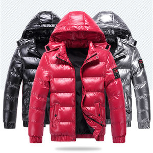 Abrigo de invierno brillante, tela de lona promocional, ropa de calle frontal con cremallera, logotipo Unisex, chaqueta acolchada de alta calidad personalizada, capucha sólida - Product Image 1