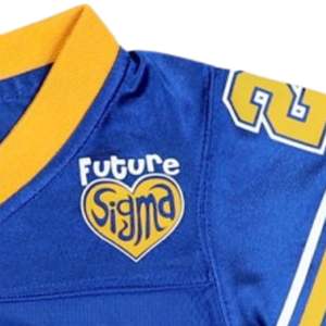 Sigma แกมมา Rho sgrho เสื้อฟุตบอลเด็กสีฟ้าทองผ้าโพลีเอสเตอร์100% ทีมมีโลโก้ด้านหน้าปักไหล่หลัง - Product Image 3