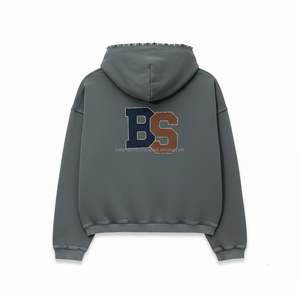 Sudadera gruesa con cremallera de invierno 460 GSM tela de lana de algodón Premium suave y cálido tono gris oscuro logotipo personalizado sudaderas básicas delanteras - Product Image 2