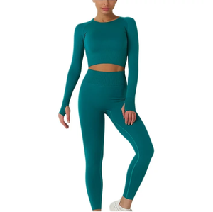 ชุดโยคะไร้ตะเข็บสำหรับผู้หญิงชุดออกกำลังกายเล่นกีฬายิมฟิตเนสสปอร์ตระบายอากาศได้บราและกางเกงเลกกิ้ง - Product Image 2