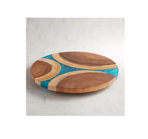 Fournisseur en gros résine et bois avec logo personnalisé Lazy Susan supports de stockage rotatifs ronds en résine blanche - Product Image 3