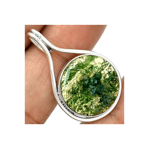 Colgante de ágata musgo hecho a mano, Plata de Ley 925, único, al mejor precio - Product Image 5
