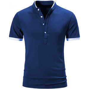Polo con cuello mandarín y logotipo personalizado para hombre, camiseta OEM ajustada de manga corta con tamaño, color y etiqueta personalizados - Product Image 6