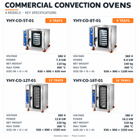 Four à convection électrique professionnel 12 plateaux 12,8 kW avec pulvérisation de vapeur et porte vitrée pour la production de pain en boulangerie