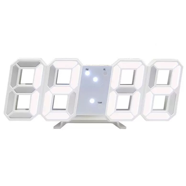 Source Factory 3D Creative Alarm Clock Smart LED Electronic Clock Bedroom Plastic Wall Hanging Digital Alarm Clock