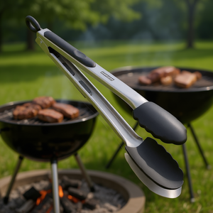 PROLINE 03083 Black and Chrome Stainless Steel Barbecue Tongs (31cm) <b>BBQ</b> Tools - Product Image 3