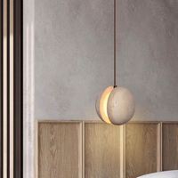 Nouvelle arrivée, luminaire suspendu en pierre de travertin de haute qualité, hauteur réglable, LED à intensité variable, lustre boule suspendu, cuisine moyenne