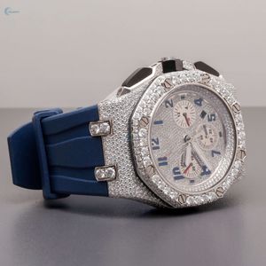 Stylish Hip Hop Statement <b>Wristwatch</b> Iced Out Chronograph Watch Lab Grown Diamond Watch - Product Image 3