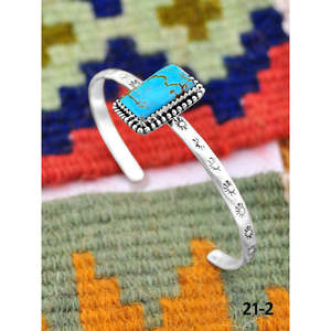Southwest Handmade No.8 Fashion Cuff Bracelet Turquoise & Sterling Silver Elegant & Stylish - Product Image 2