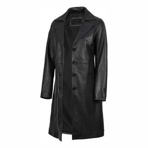 Manteau coupe-vent pour homme, veste longue en cuir à capuche, veste de moto en cuir pour homme, veste de mode coréenne d'hiver - Product Image 5